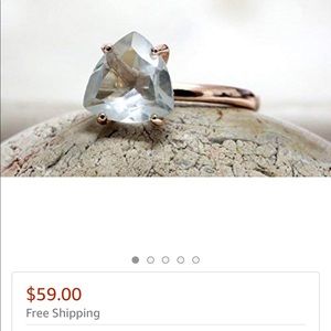 Crystal Quartz Triangle Ring W/ Gold Band